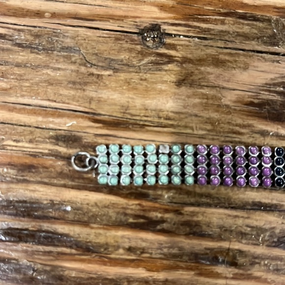 Slinky Bracelet in Navy Purple Green Blue Silver - Picture 2 of 2